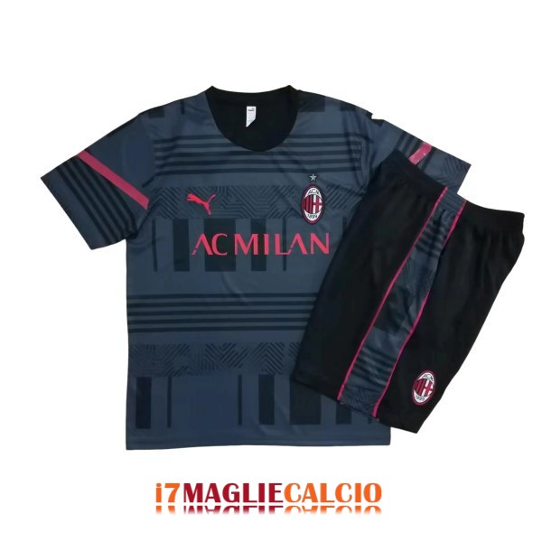 maglia ac milan formazione set completo grigio rosso 2022-2023