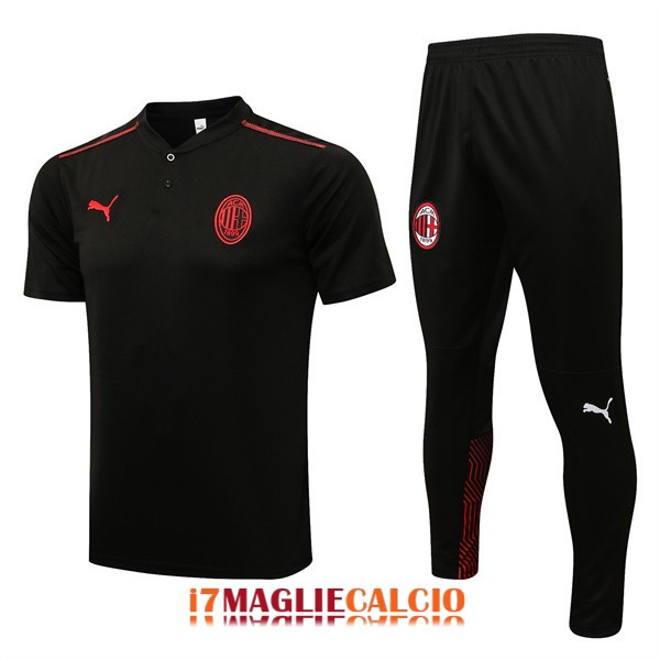 polo set completo ac milan formazione nero 2022-2023