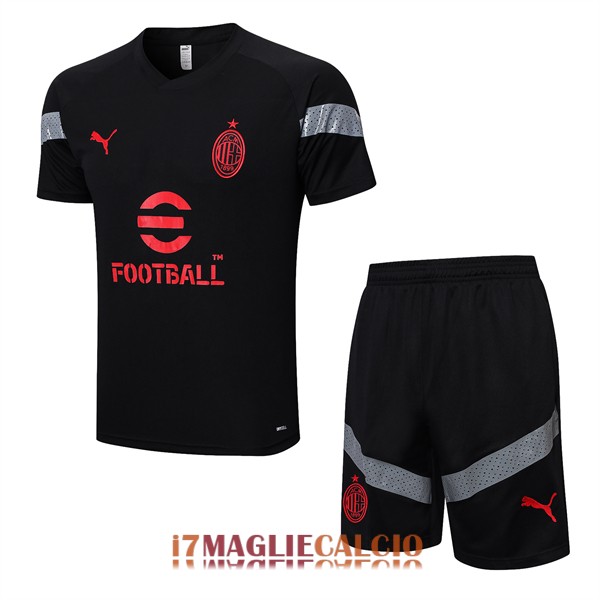 maglia ac milan formazione set completo nero grigio 2022-2023