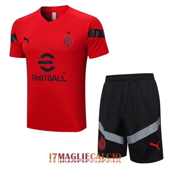 maglia ac milan formazione set completo rosso nero 2022-2023