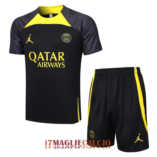 maglia psg formazione set completo nero giallo 2023-2024