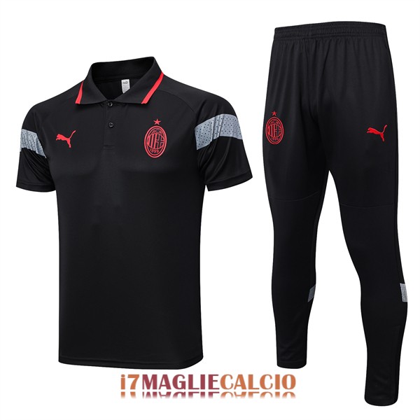 polo set completo ac milan formazione nero grigio 2023-2024