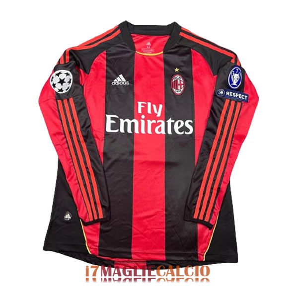 maglia ac milan retro fly emirates manica lunga casa 2010-2011