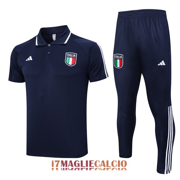 polo set completo italia formazione blu scuro (3) 2023-2024