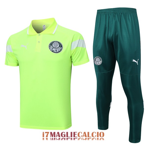 polo set completo palmeiras formazione verde fluo 2023-2024