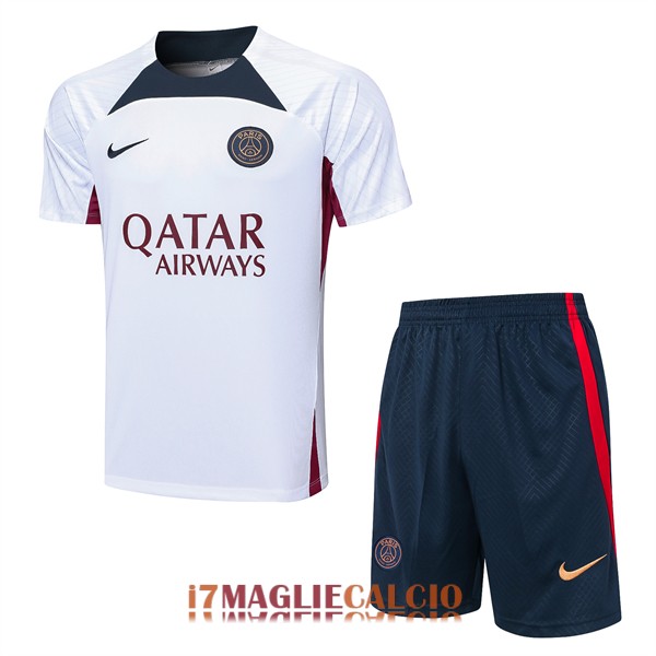 maglia psg formazione set completo bianco rosso blu 2023-2024