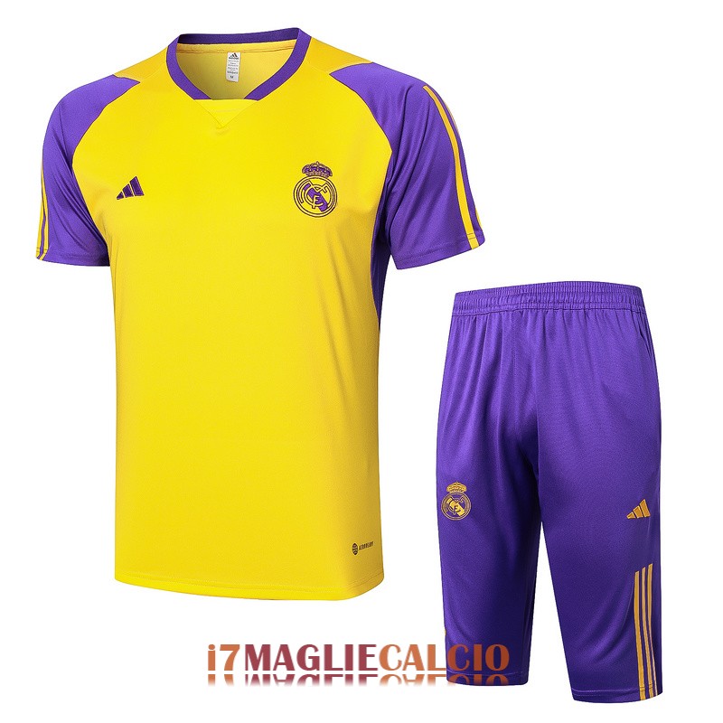maglia real madrid formazione set completo giallo viola 2024-2025