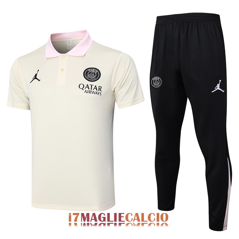 polo set completo psg formazione giallo rosa 2024-2025