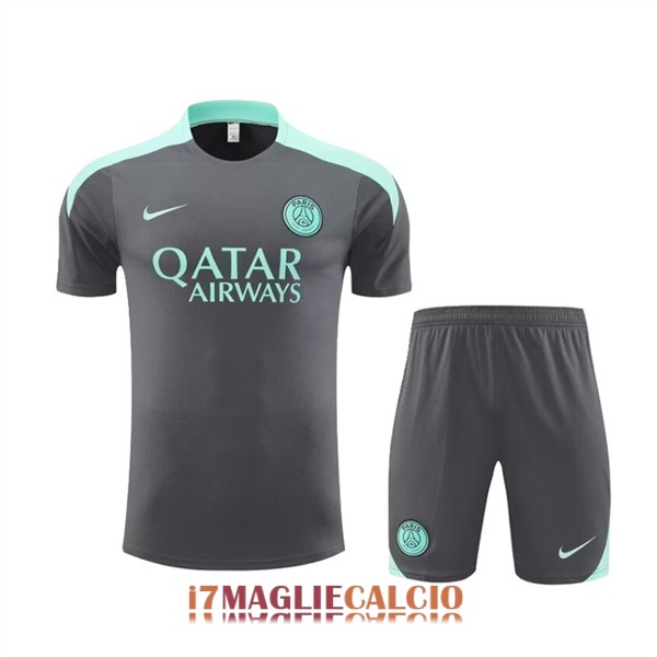 maglia psg formazione set completo grigio verde 2024-2025