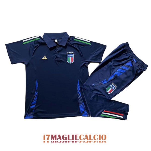 polo set completo italia formazione blu scuro 2024-2025