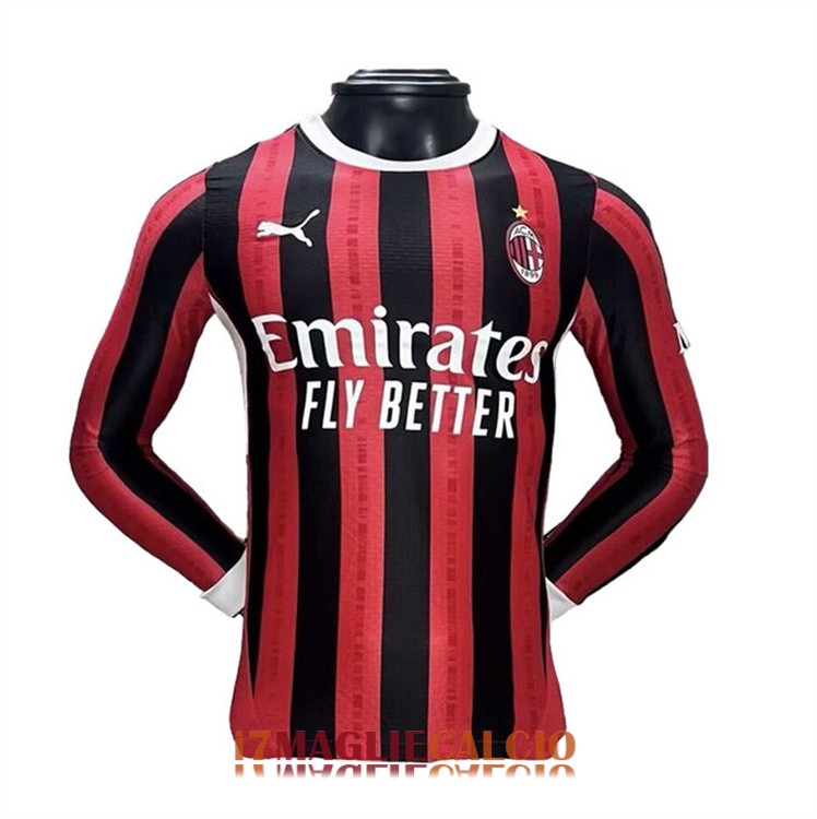 maglia ac milan manica lunga casa versione player 2024-2025