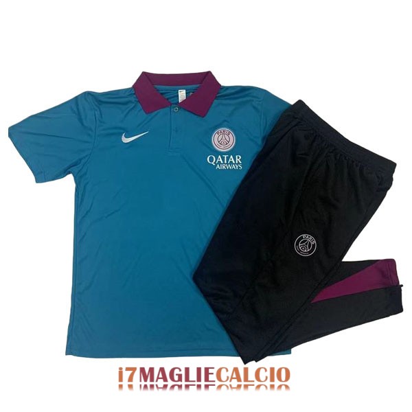 polo set completo psg formazione viola blu 2024-2025