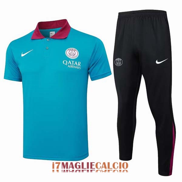 polo set completo psg blu nero 2024-2025